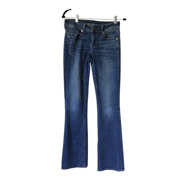 American Eagle Kick Boot Jeans 4 Long Blue Denim - Picture 1 of 7